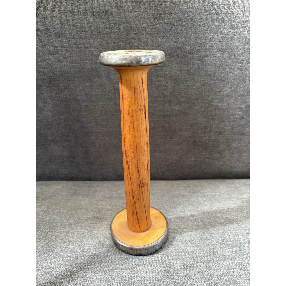Vintage Wooden Bobbin/spool —9 Inches Tall-2 In‎ Round-top/bottom Rim 3 in Wide